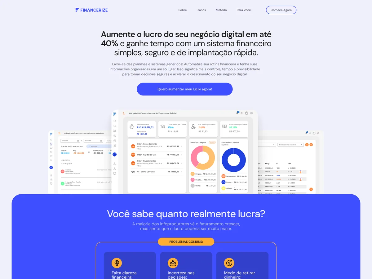 Financerize — Página de Vendas